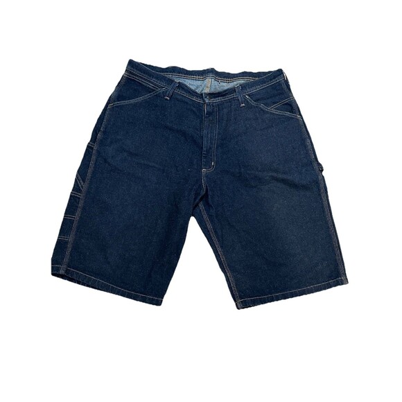 VINTAGE Y2K POLO JEANS‎ COMPANY ADJUSTABLE STRAP BAGGY DENIM CARPENTER SHORTS 36 - Picture 2 of 7